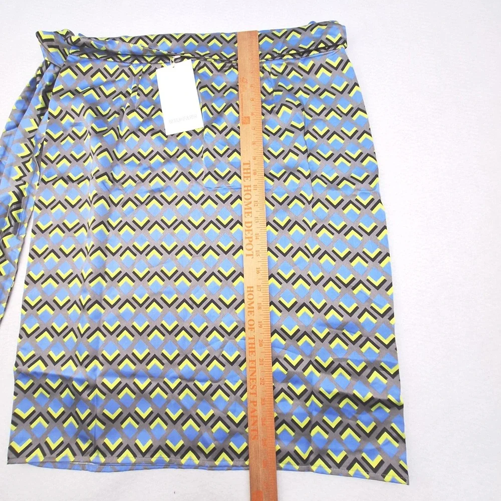 Wildfang‎ Empower Satin Wrap Skirt Womens XL Cubic Geometric Chevron Modern NWT